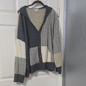 Colorblock Cable Knit Cardigan